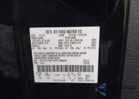 2014 Ford F150 from USA, damaged, VIN 1FTFX1EF7EFC58836